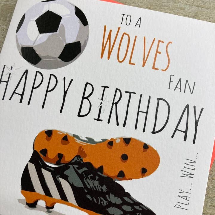 White Cotton Cards - Wholesale Birthday Card - Wolves - Footy Boots & Ball (Ffp80)1