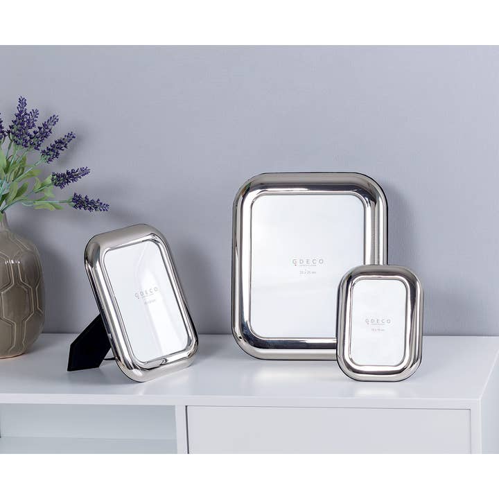 Gdeco - Wholesale Picture Frame - Nickel Silver Rounded Photo Frame (Photo 20 X 25 Cm)1