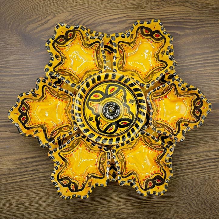 Antipastiera Flor en Terracota Artesanal Marroquí #3 para venta al por mayor de Etnico del Mondo