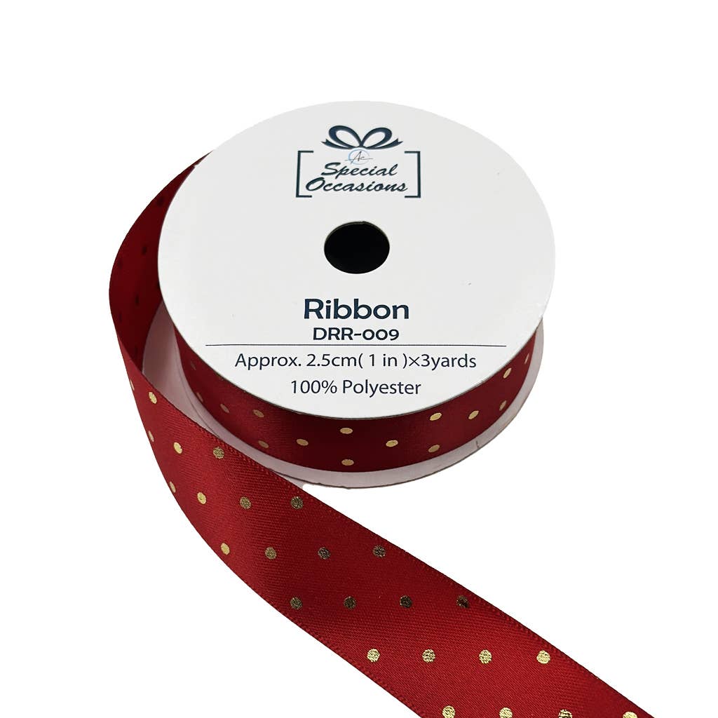 Angels Craft - Wholesale Ribbon - Gift Wrapping - Set of 12 decorative satin ribbon rolls with polka dots2