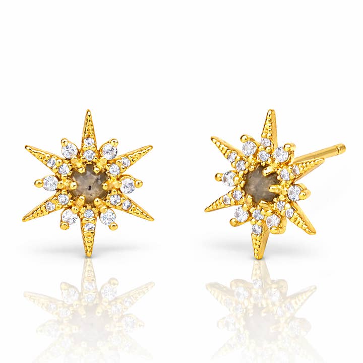 Pendientes con diseño de estallido estelar y piedra labradorita para venta al por mayor de Tai Jewelry