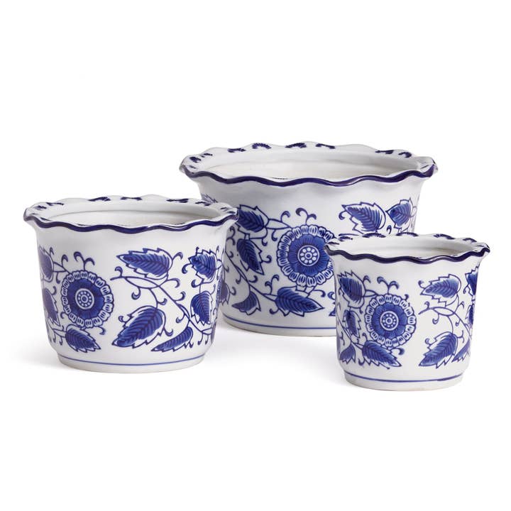 Barclay Butera Dynasty Scalloped Pots, Set Of 3 for wholesale by Napa Home & Garden