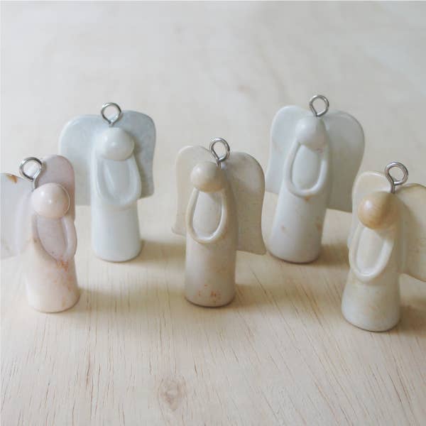 Venture Imports LLC – wholesale Ornament – Stone Angel Ornament - Natural Stone5