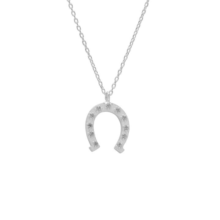 Sterling Silver Horseshoe Equestrian Necklace for wholesale by Spero London