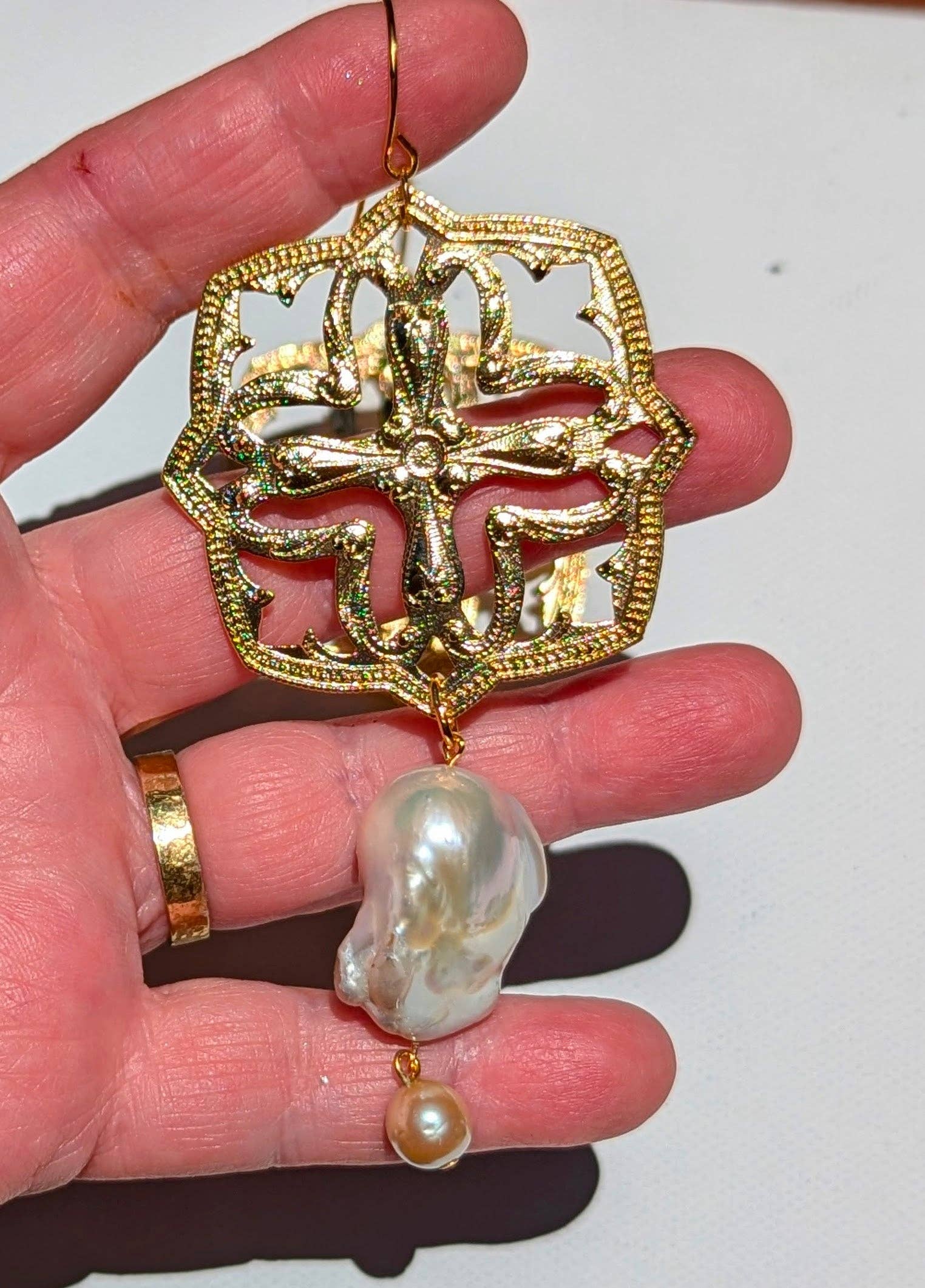 Gay Isber Designs - Wholesale Bib Necklace - One-of-a-Kind Asian-Themed 24K Gold-Plated Necklace with Giant Baroque Pearls - Designed by Award-Winning Artist Sugar Gay Isber13