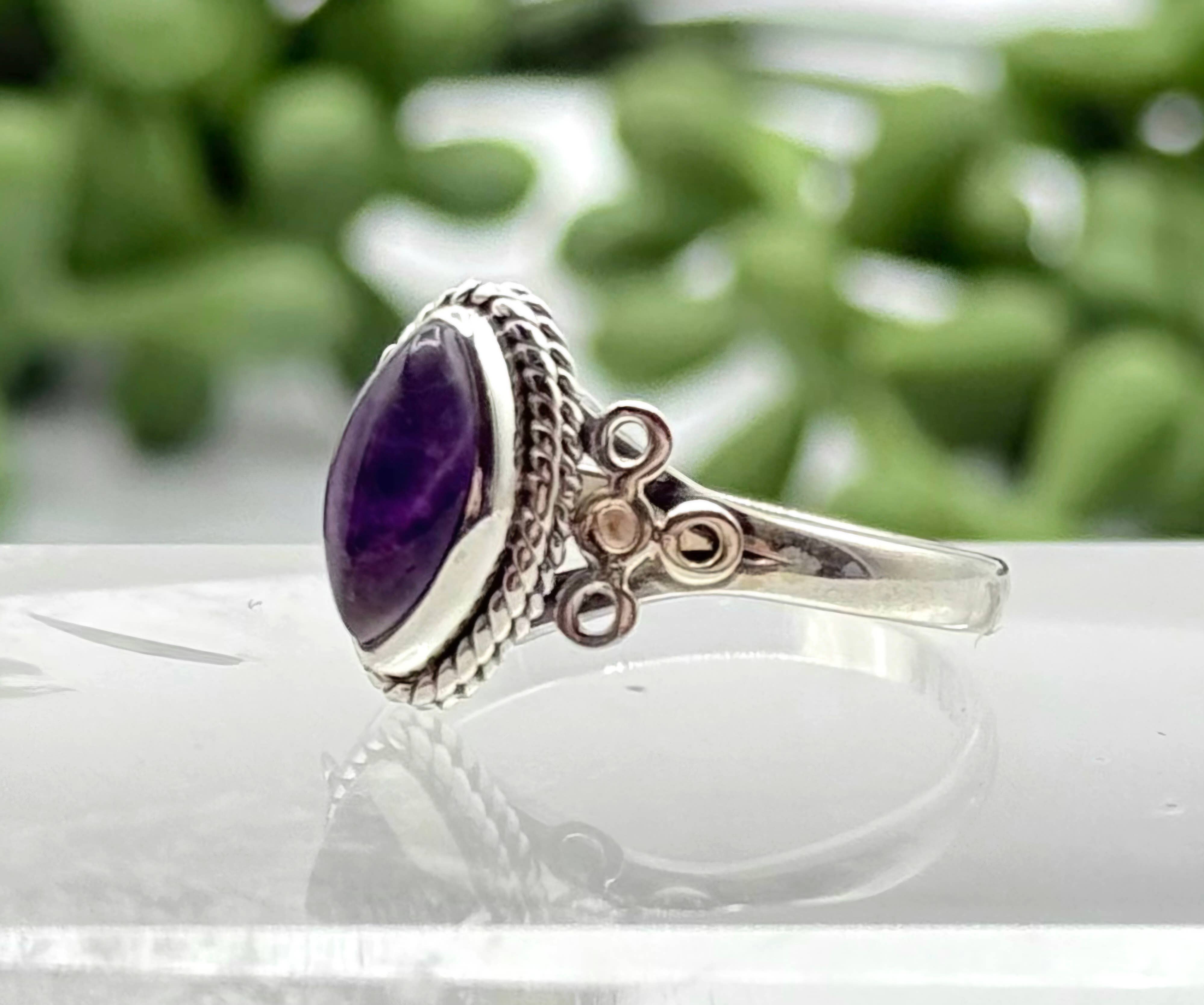 Meraki Gemstones - Wholesale Single Stone/Solitaire Ring - Amethyst Semi-Precious Gemstone 925/Sterling Silver Ring3