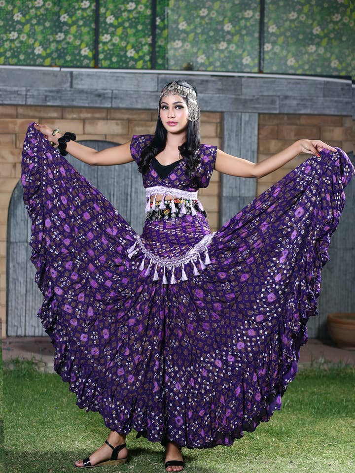 TOP JAIPUR CHOLI/HALTER CON STAMPA A BLOCCHI VIOLA per la vendita all'ingrosso da parte di Senoritas Tribal Designs