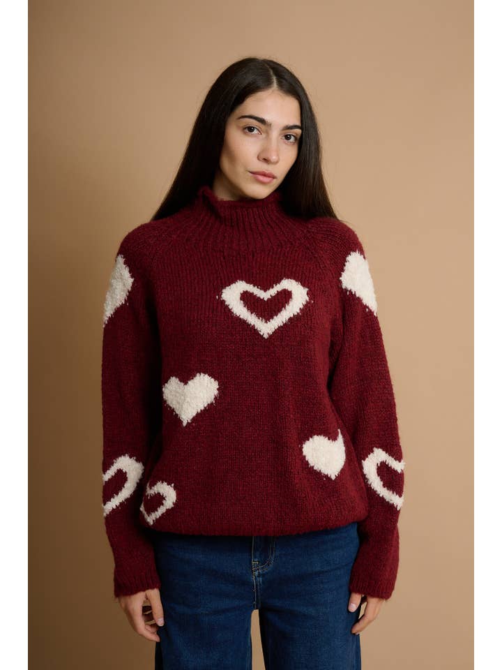 AMELÉ - Wholesale Knit Sweater - Women's - Chunky knit heart sweater3