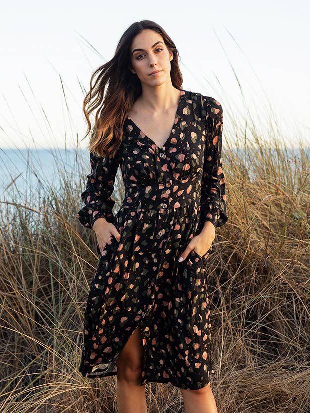 JACQUARD SPOTTED PRINT DRESS for wholesale by Euterpe Clothing