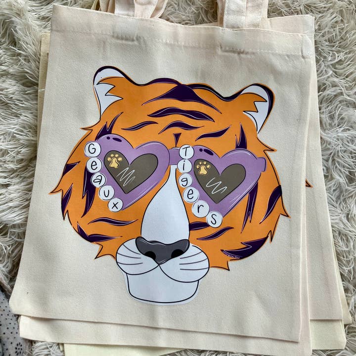 Lsu tigers inspired mascot tote bag for wholesale by on the Bayou