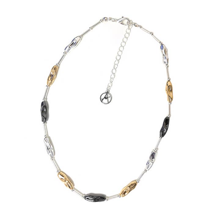 METAL BEAD NECKLACE WITH TUBES AND NUGGETS - SW2492B687 for wholesale by AMORINO SRL