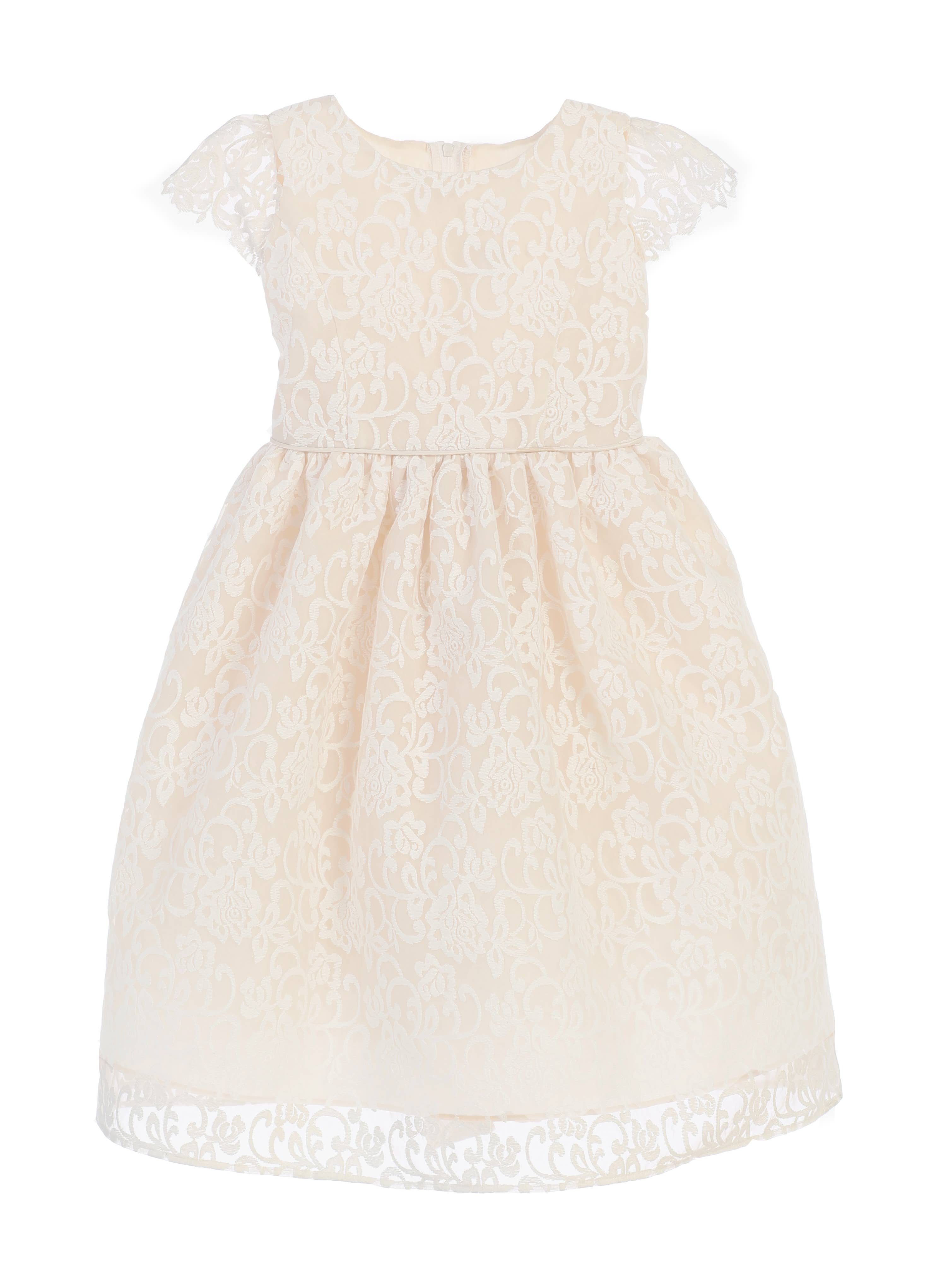 Sweet Kids, Inc. - Venta al por mayor Vestido - Niños - SK688 - organza bordada de flores con mangas festoneadas1