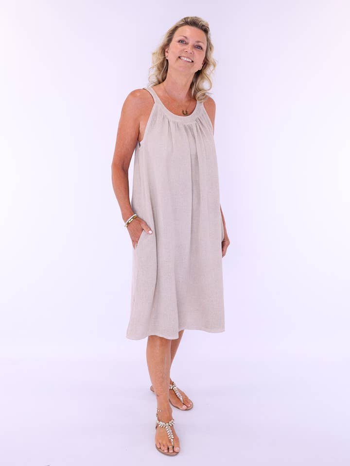Cadenza Italy Ltd – wholesale Dress – Women's – Linen and Cotton Tie Back Sundress