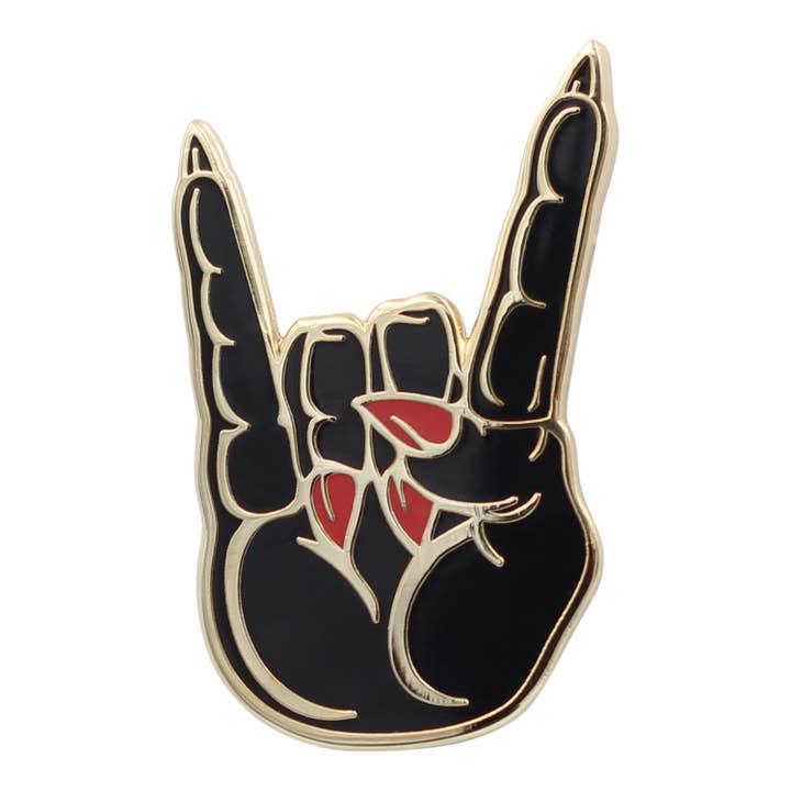 Real Sic - Wholesale Lapel Pin/Button - Hail Satan Horns Rock/Heavy Metal Hand Symbol Enamel Pin