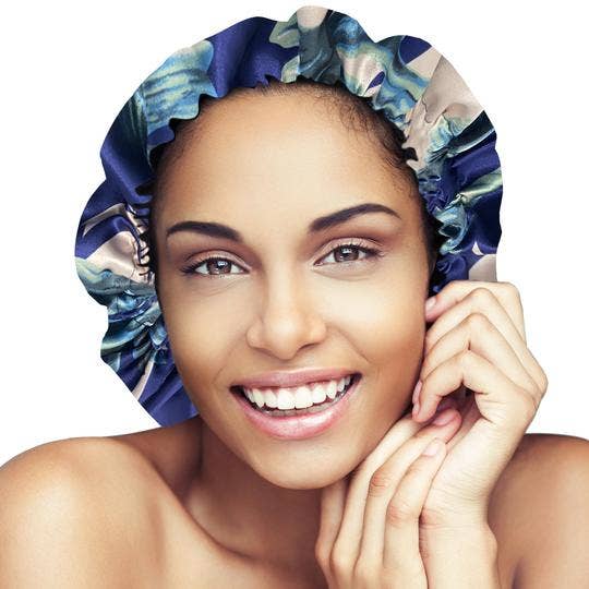 St. Lucia Navy Satin Bonnet for wholesale by Glow by Daye