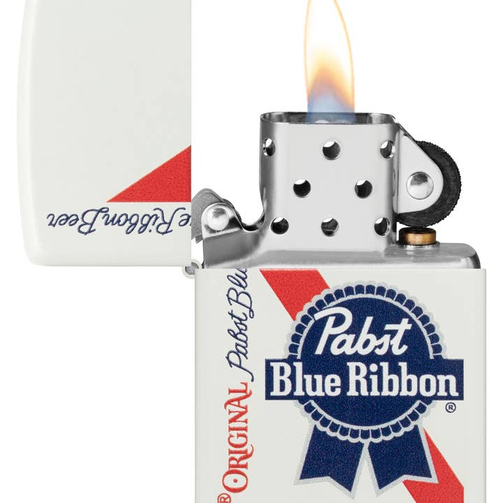 Benhalex - Wholesale Lighter - Zippo Pabst Blue Ribbon Beer, White Matte Color Image Lighter #487462
