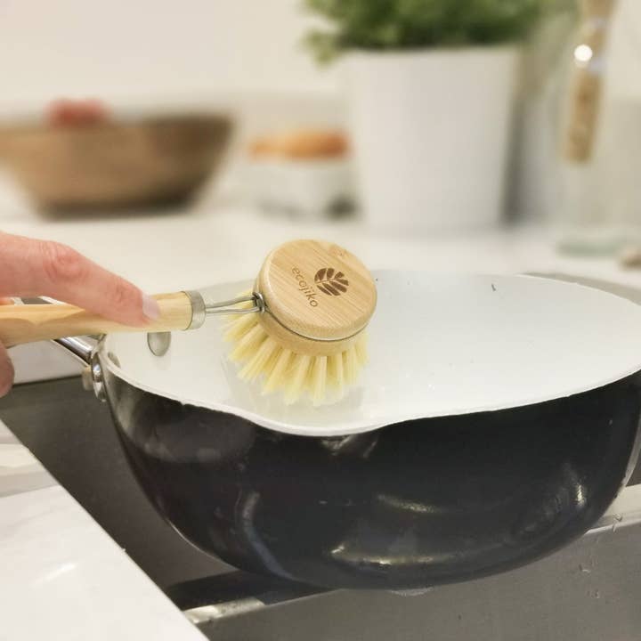 ecojiko - Vente Brosses de nettoyage - Brosse à vaisselle en forme de champignon, brosse à vaisselle en bambou sans plastique