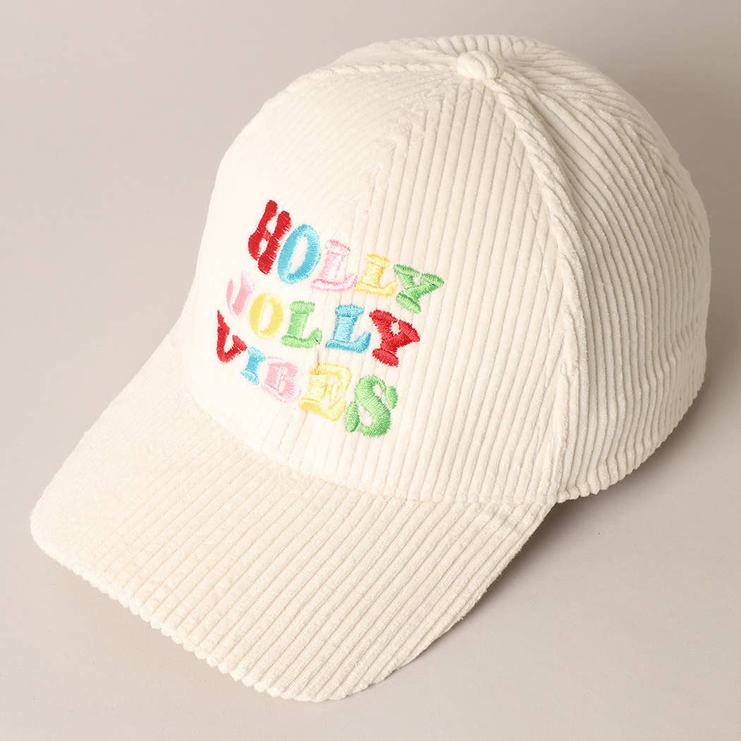 Fashion City - Wholesale Baseball Cap - Women's - Holly Jolly Vibes Embroidery Corduroy Cap13