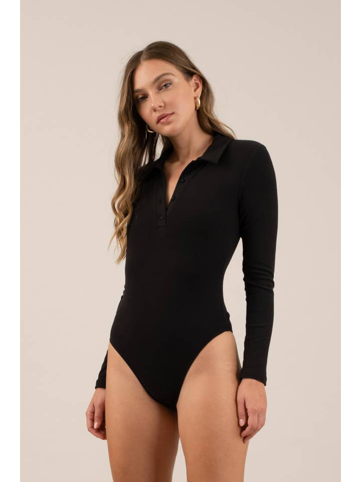 The Workshop Studio - Wholesale Bodysuit - Women's - SOLID COLLARED LONG SLEEVE BODYSUIT3