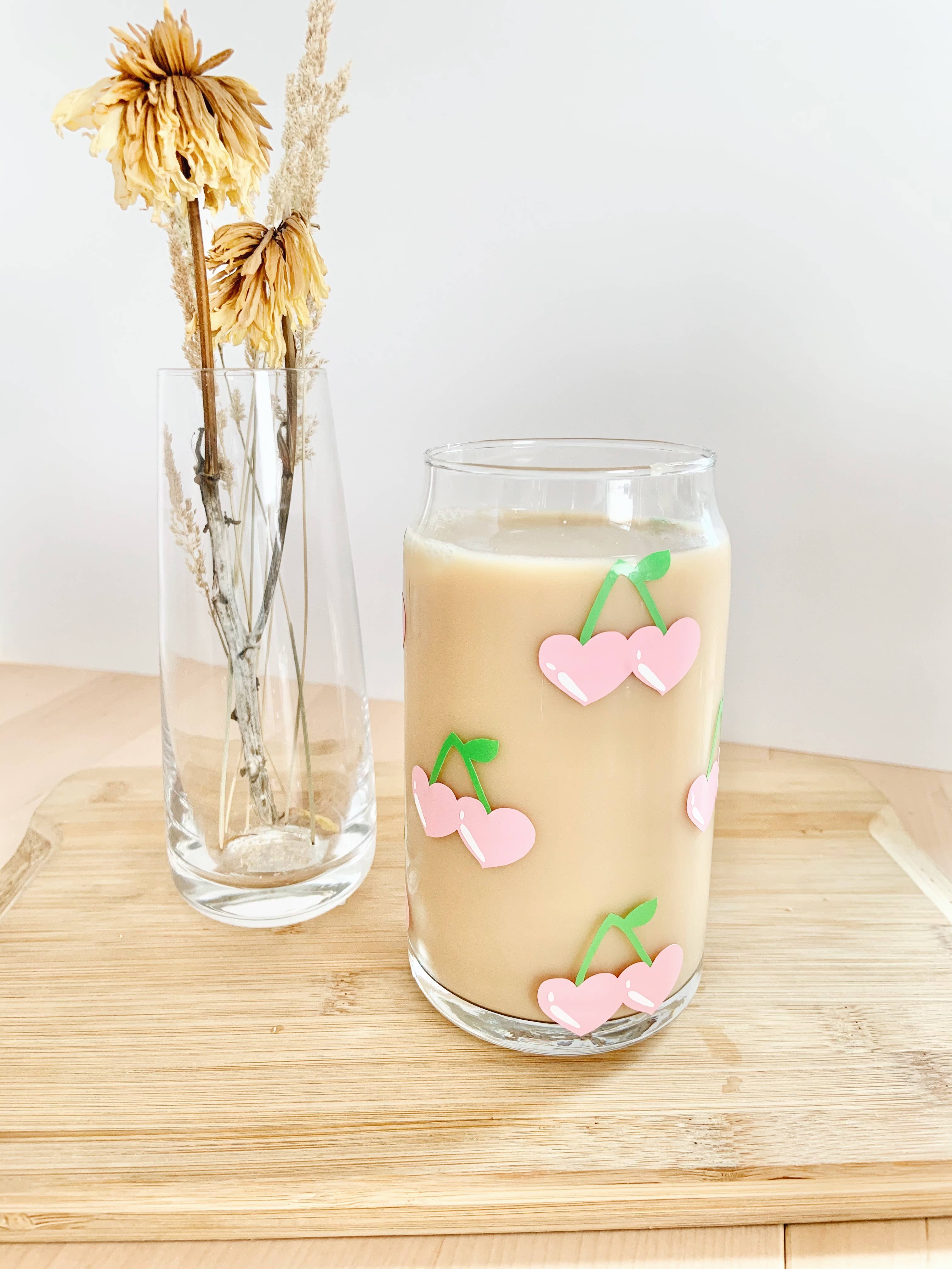 1st Allie - Wholesale Drinking Glass/Cup - Heart Cherries 16 Ounce Glass Cup0