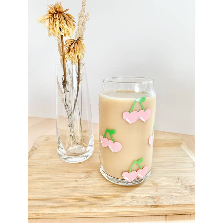 1st Allie - Wholesale Drinking Glass/Cup - Heart Cherries 16 Ounce Glass Cup