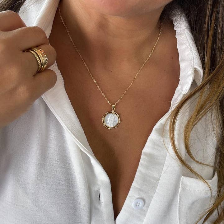 Milie - Wholesale Pendant/Charm Necklace - 18k GF Virgin Mary Guadalupe Medallion Necklace4