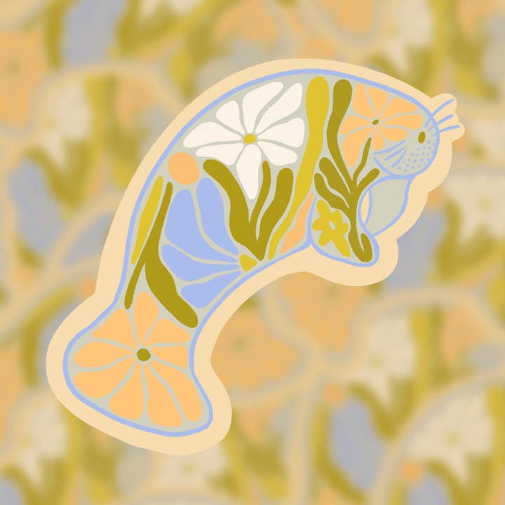 Floral Manatee - Vinyl Sticker for wholesale by The SoulShine Co.