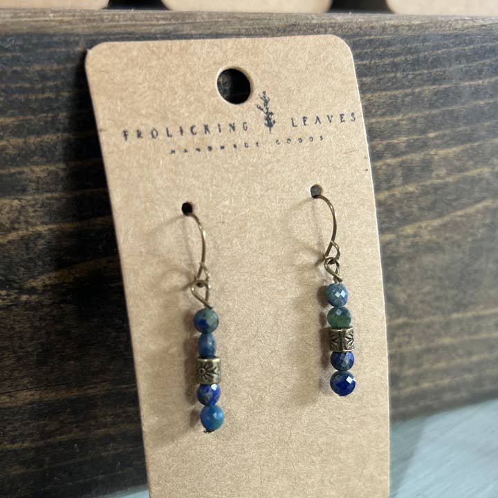 Frolicking Leaves - Wholesale Dangle Earrings - Lapis Bronze Earrings0