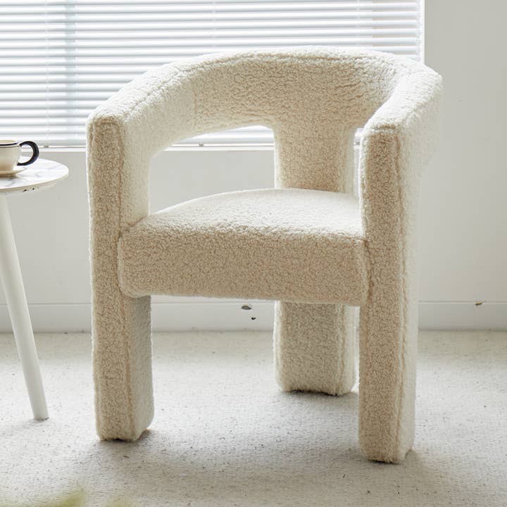 ARUSHA White Bouclé Lounge Chair for wholesale by Nordlys