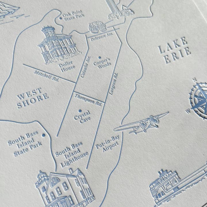 Made By Victoria Laine - Wholesale Art Print - Put-in-Bay Letterpress Map Print3