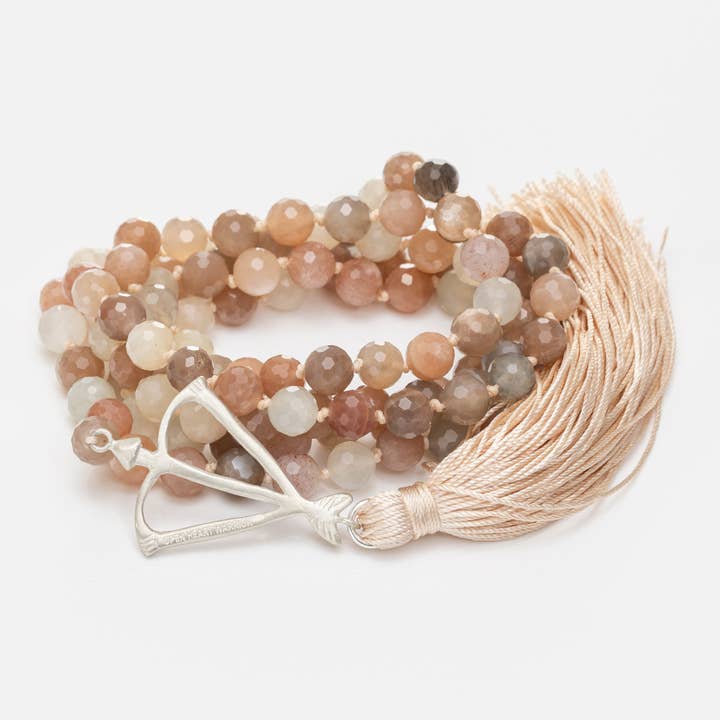 Mala de Piedra Luna Melocotón Facetada para venta al por mayor de Open Heart Warrior