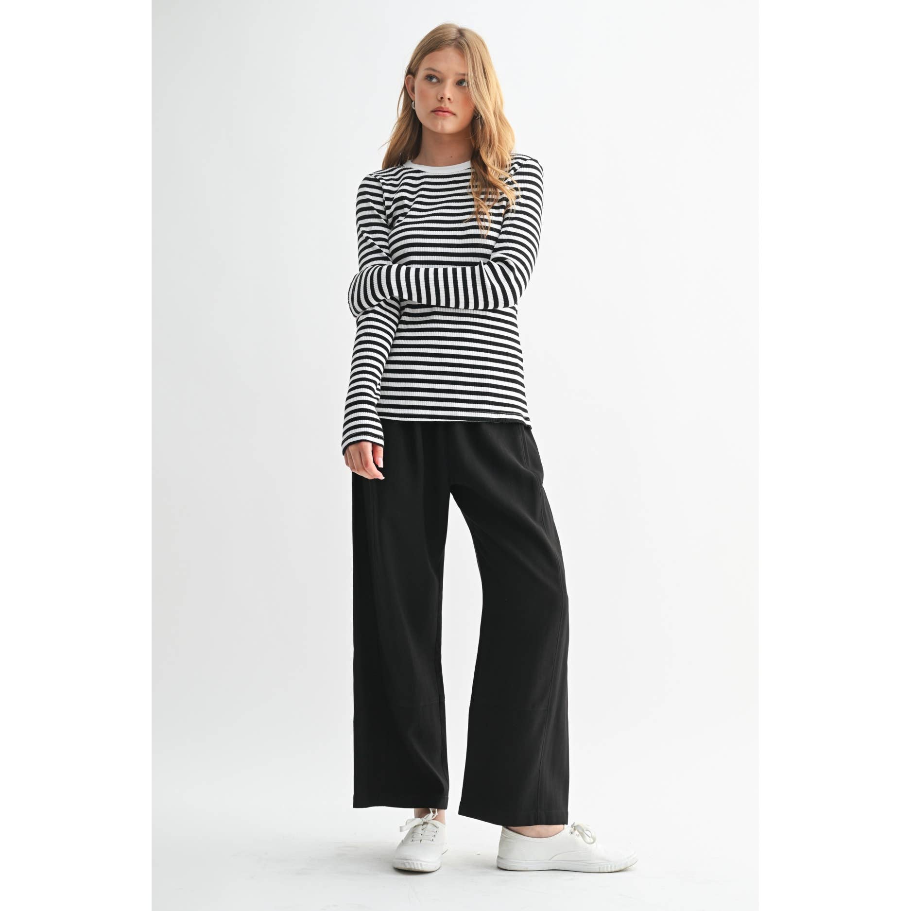 FUN2FUN – Top de malha - Mulher por atacado – TOP DE MALHA DE MANGA COMPRIDA A RISCAS17