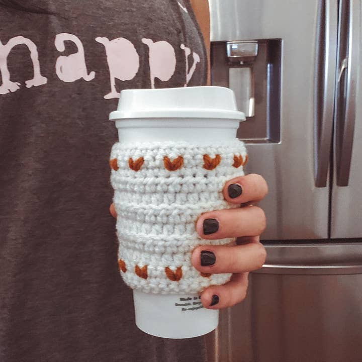 Anh2 LTD – Engroshandel Drikkedunke – Hæklet Tiny Heart Cup Cozy, kaffeærme, Valentinsgave4