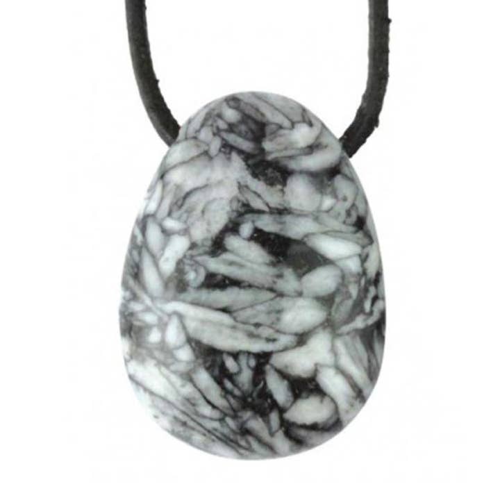 La Boîte à Cailloux - Wholesale Pendant/Charm Necklace - Pinolite pendant Austria A (drilled stone) + cord