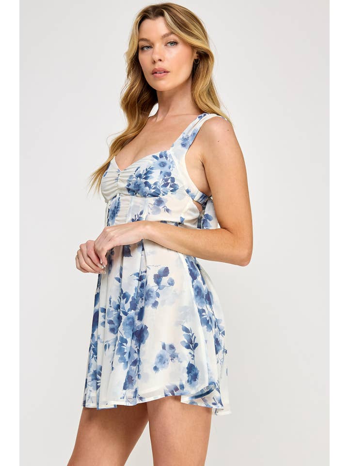 Vestis M - Wholesale Dress – Women's - Bloom Mini Dress - Chiffon Floral Ribbon Corset10