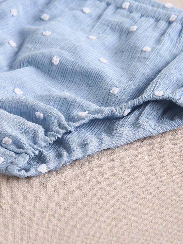 Dadati – wholesale Dress – Baby – Blue plumeti baby dress with white polka dots