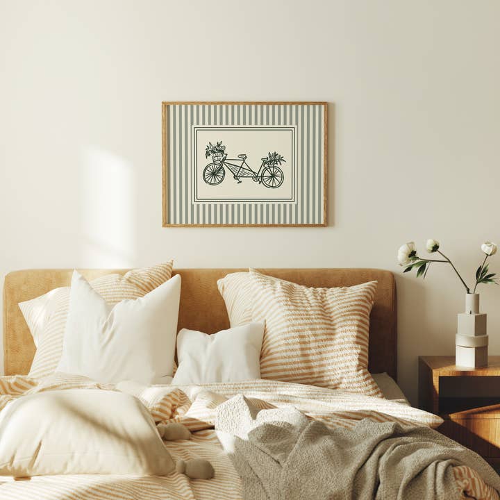 Paperly Creative Co – Engroshandel Kunsttryk – Cykel med blomster kunsttryk (salviegrøn stribe)11