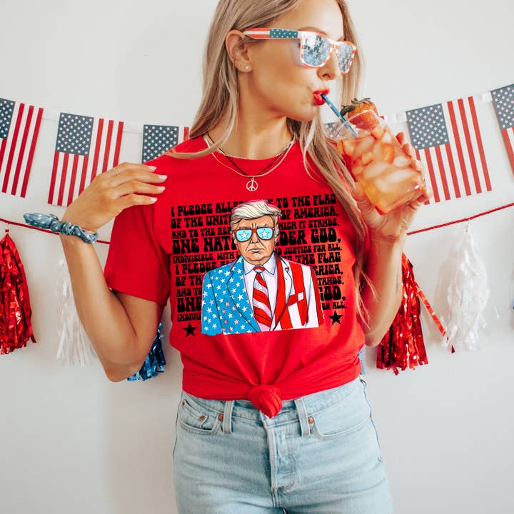 I Pledge Allegiance Trump 4th Of July Patriotic Graphic Tee for wholesale by ZZ Threadz