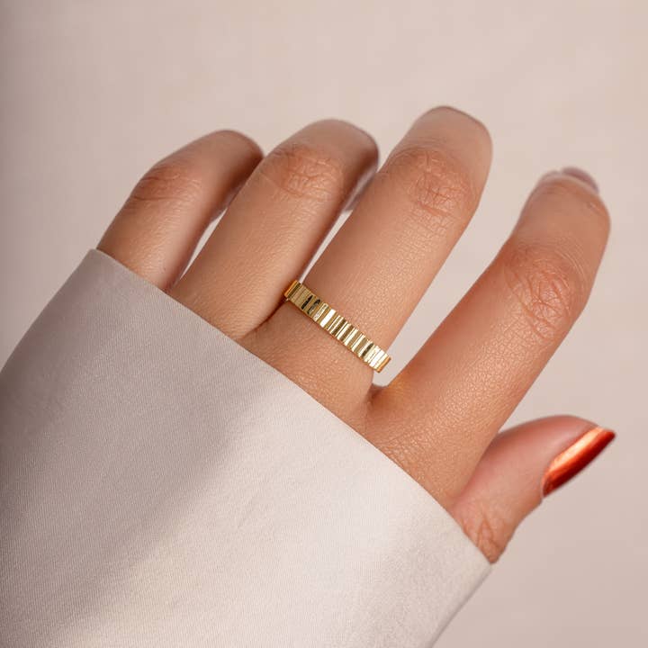 Sami Jewels – Anel de banda por atacado – Anel Ridged1