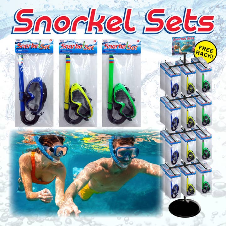 72pc Snorkel & Mask Set Display for wholesale by Deluxe Import Trading