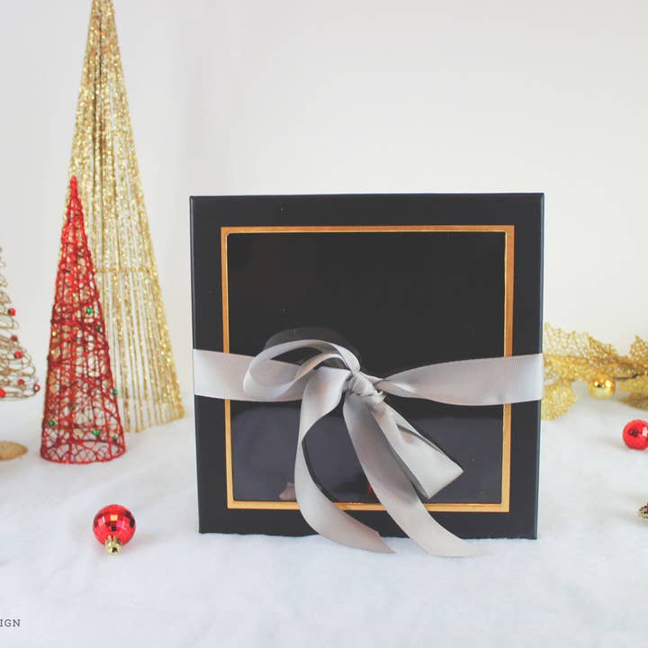 Elegant Design Supply - Wholesale Gift box - Square Gift Box with Clear Lid and Ribbon - Various Colors - For Luxury Flower/ Gift / Chocolate Strawberry Arrangements34