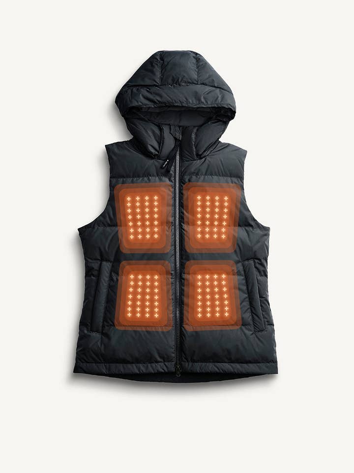 Gilet chauffant Sol pour femmes, noir pour la vente par Kelvin Coats