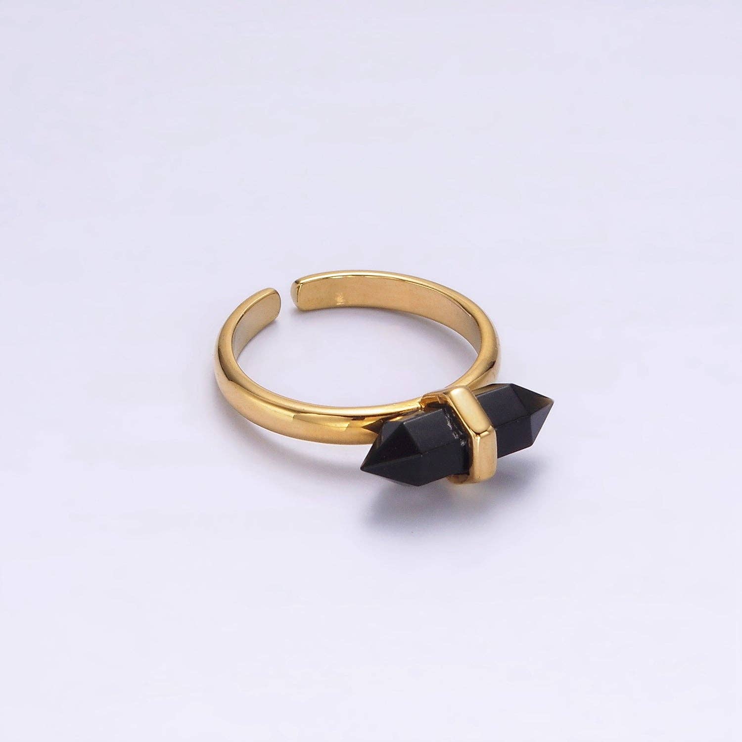 Aim Eternal - Vente Solitaire - Bague en or 14 carats en forme de citrine, quartz rose, aigue-marine, amazonite, howlite, améthyste, labradorite, onyx | O1043 - O10506