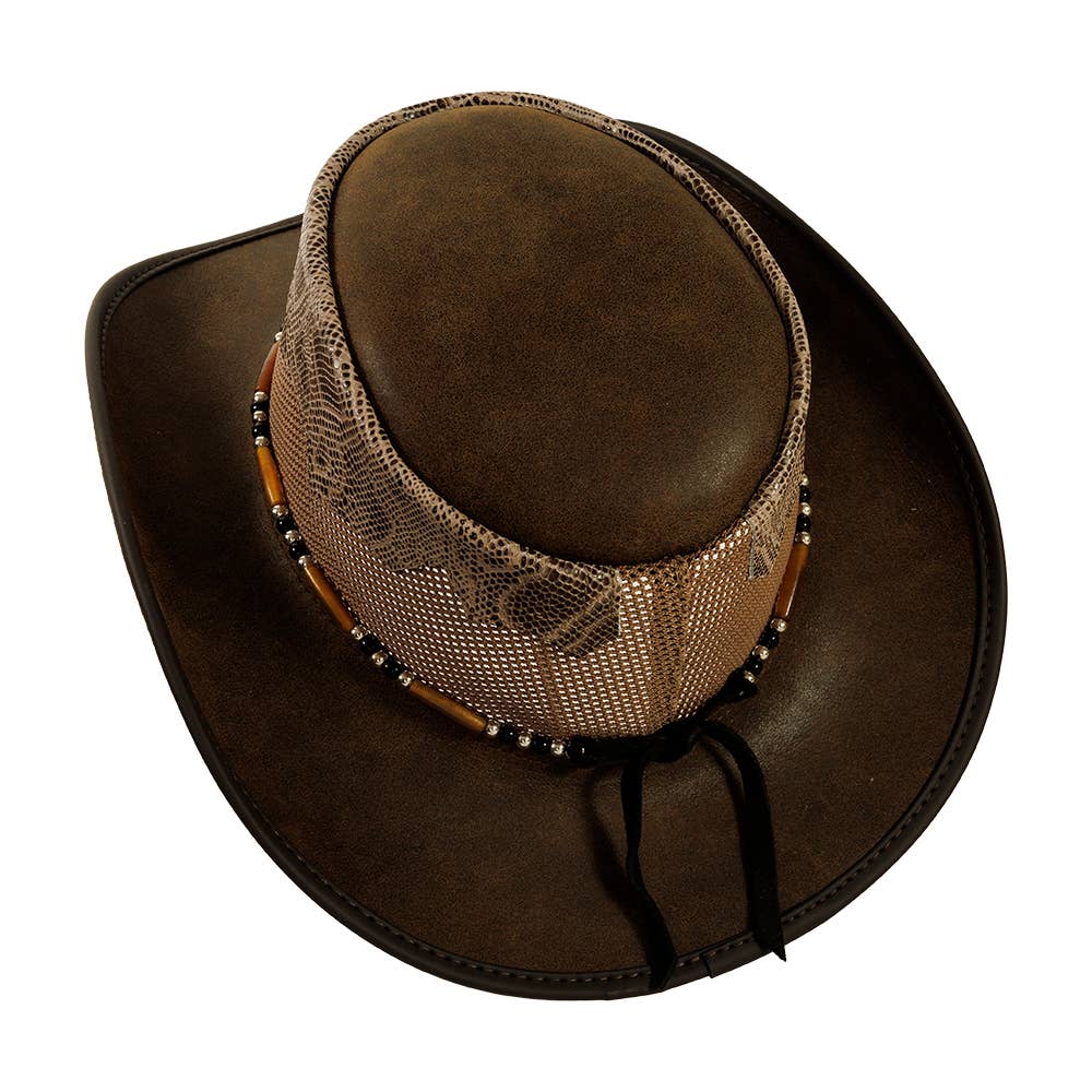 American Hat Makers – Chapéu de cowboy - Unissexo por atacado – Chapéu de Rede em Pele Genuína Outback - Estilo Sierra14