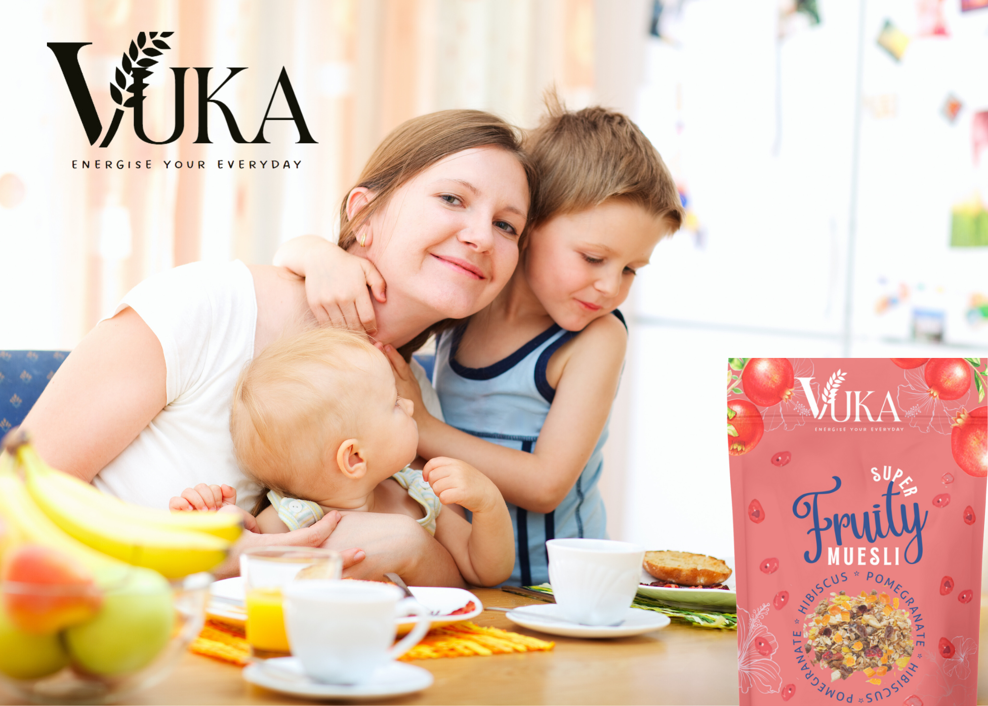 Vuka – wholesale Breakfast cereal – Super Fruity Muesli, Hibiscus and Pomegranate 45g2
