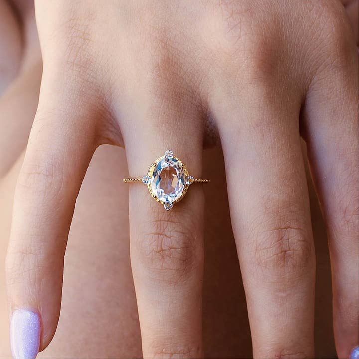 White Topaz Versailles Ring- 14k Gold Vermeil for wholesale on Faire4