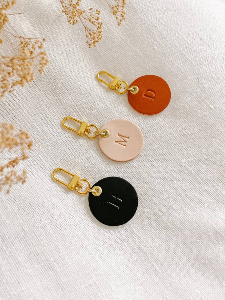 Custom Monogram Leather Pet Collar Tag for wholesale by EMBER & IVORY