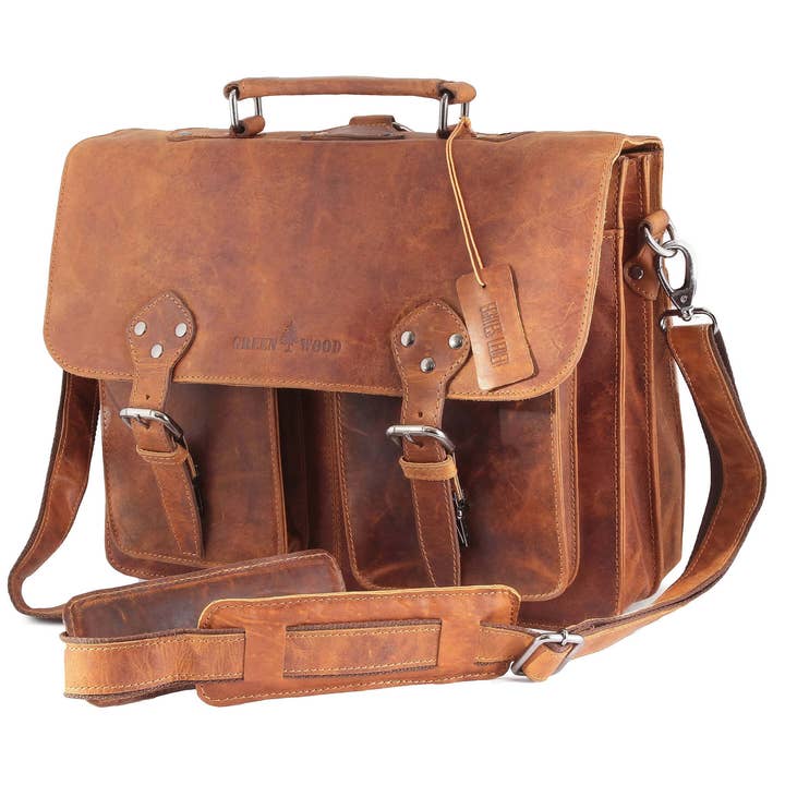Greenwood – Großhandel Aktentasche – Unisex – Eric Aktentasche Rucksack Kombination Leder Umhängetasche