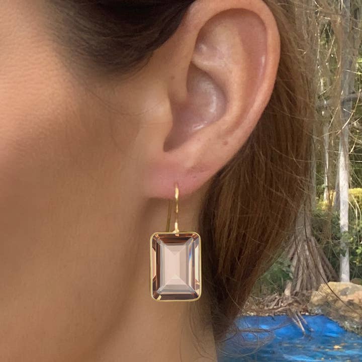 Amelia Rose Jewelry - Wholesale Stud/Post Earrings - New! Emerald Cut Valencia-Emerald Green Gold1