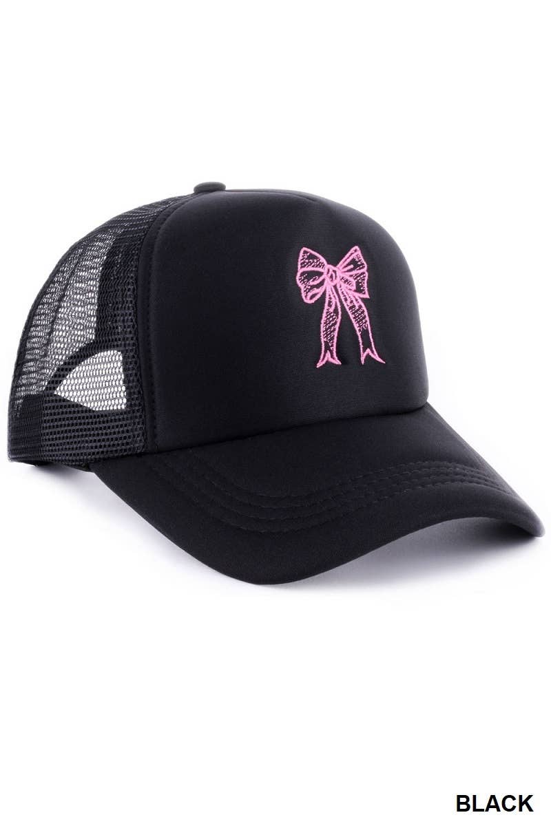 Vanilla Monkey - Wholesale Trucker Hat - Women's - Coquette Ribbon Bow Embroidery Trucker Hat5